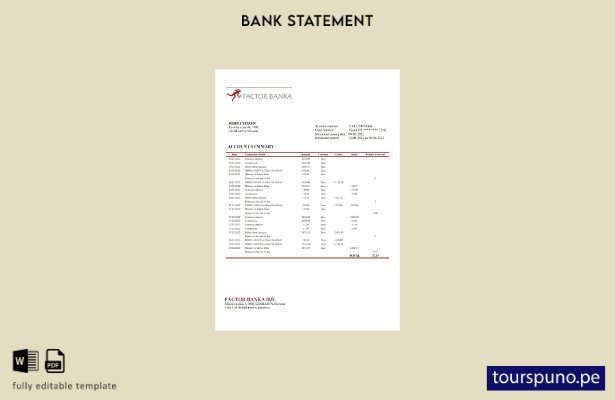 listo para imprimir plantilla de Word   extracto bancario de Factor Banka de Esl