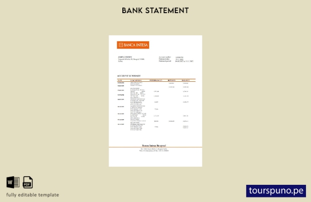 listo para imprimir plantilla de Word   extracto bancario de Serbia Banca Intesa