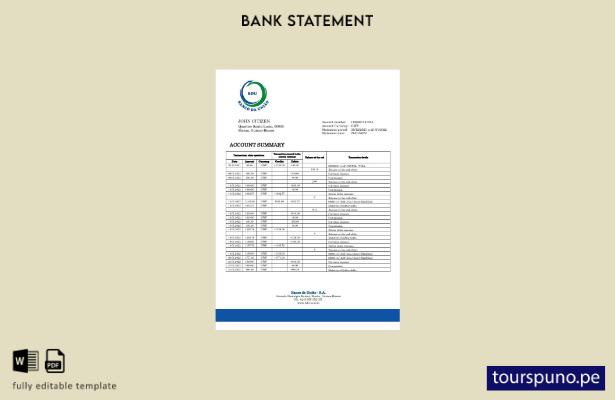 listo para imprimir plantilla de Word   extracto bancario del Banco da Uniao de