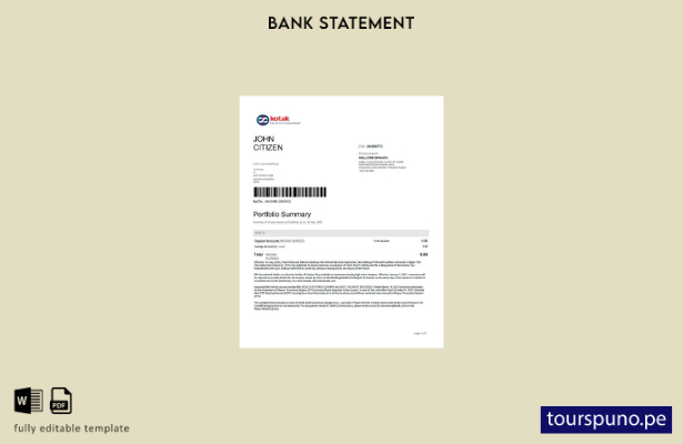 listo para imprimir plantilla de Word   extracto de cuenta bancaria de Kotak Mah