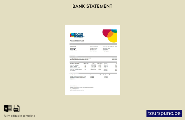 listo para imprimir plantilla de excel de extracto bancario de Bolivia Banco Uni