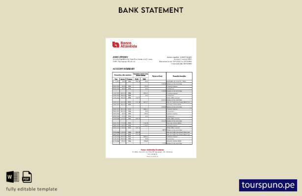 listo para imprimir plantilla de excel de extracto bancario de Honduras Banco At