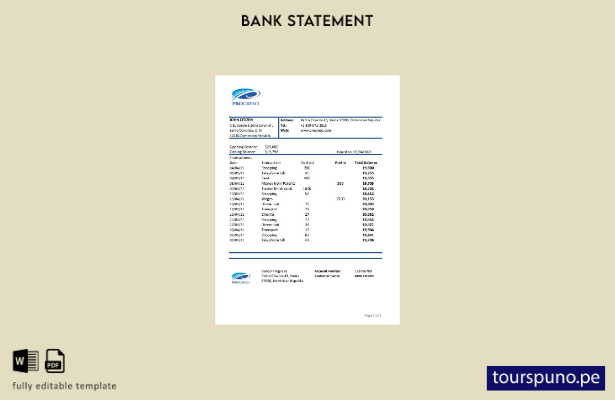 listo para imprimir plantilla de excel de extracto bancario de Progreso de Repúb