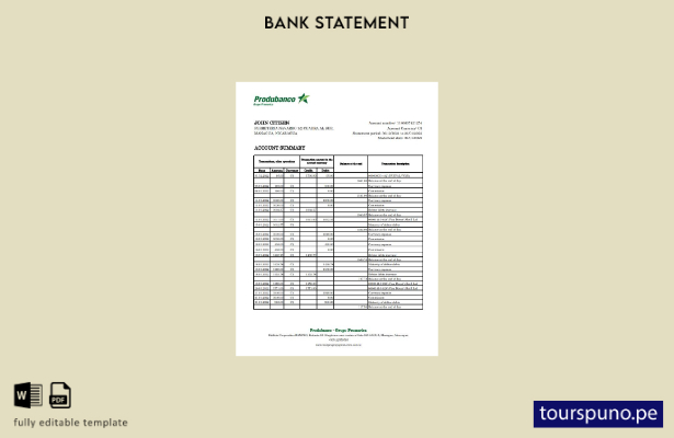 listo para imprimir plantilla de excel de extracto bancario del Banco de la Prod