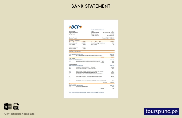 listo para imprimir plantilla de excel del estado de cuenta del banco de crédito