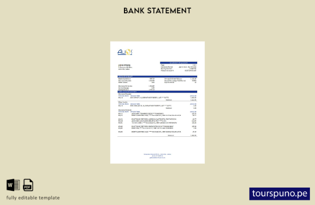 listo para imprimir plantilla de extracto bancario de Gabón Alios Finance