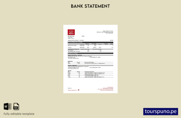listo para imprimir plantilla de extracto bancario en BECU de Australia