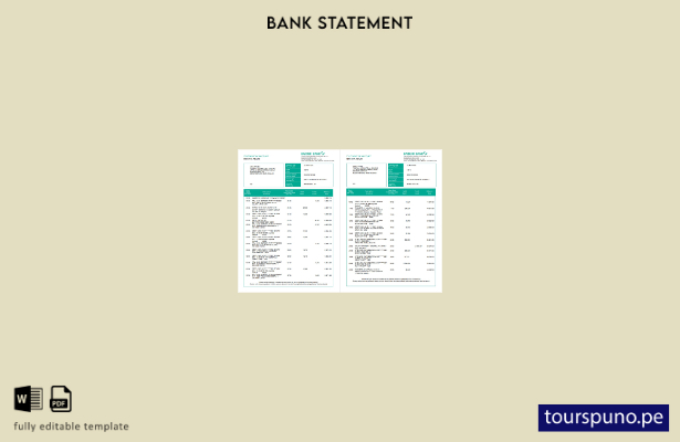 listo para imprimir plantilla de páginas de Word de extracto bancario de Brunei