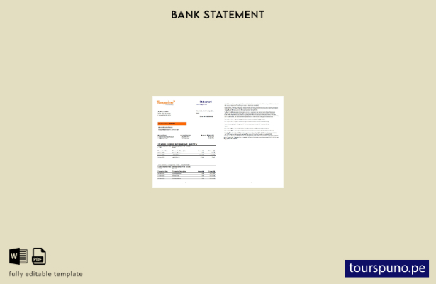 listo para imprimir plantilla de páginas de Word de extracto bancario de Canadá