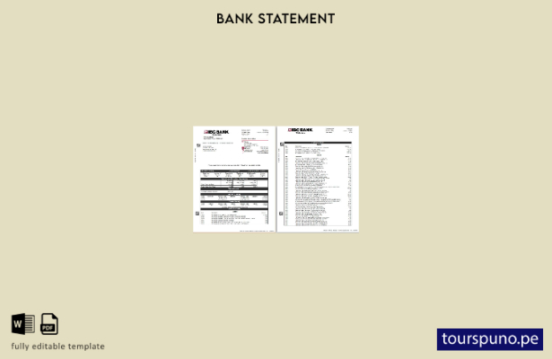 listo para imprimir plantilla de páginas de Word de extracto bancario de IBC de