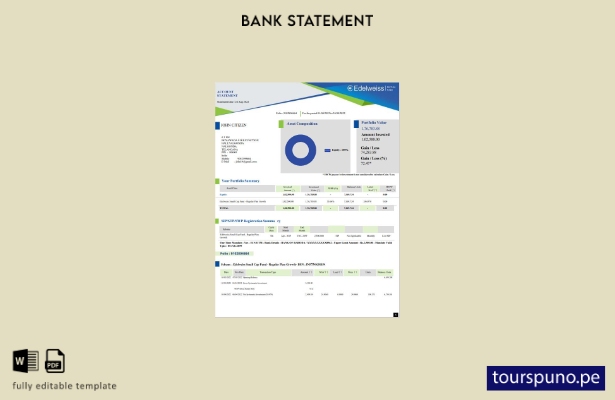 listo para imprimir plantilla de páginas de Word de extracto bancario de India E