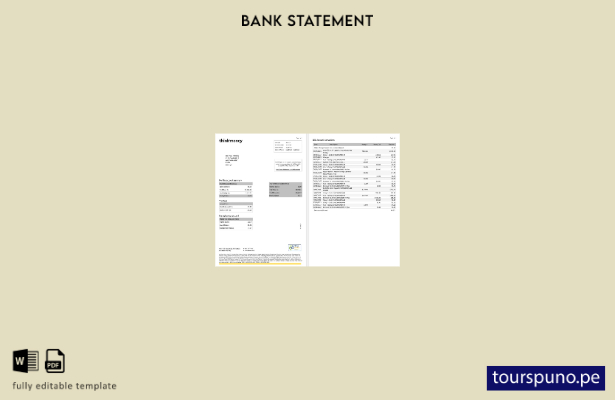 listo para imprimir plantilla de páginas de Word de extracto bancario de Think M