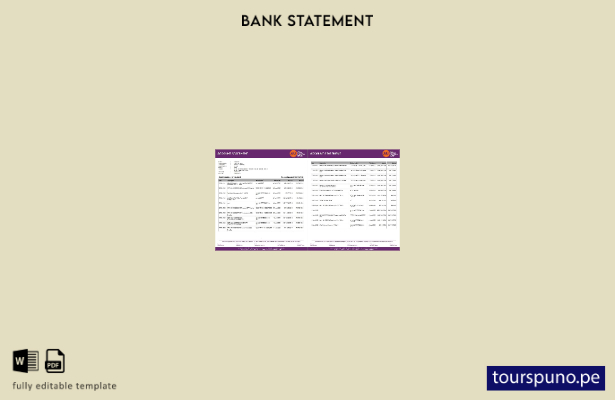 listo para imprimir plantilla de páginas de Word de extracto bancario de pequeña