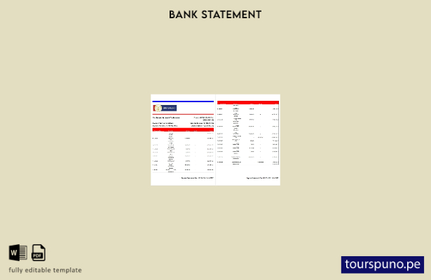listo para imprimir plantilla de páginas de Word de extracto bancario inteligent