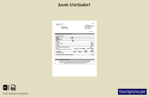 listo para imprimir plantilla de versión en Word del estado de cuenta de Citiban