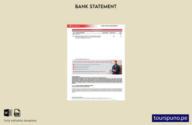listo para imprimir plantilla de versión en Word del extracto bancario de México
