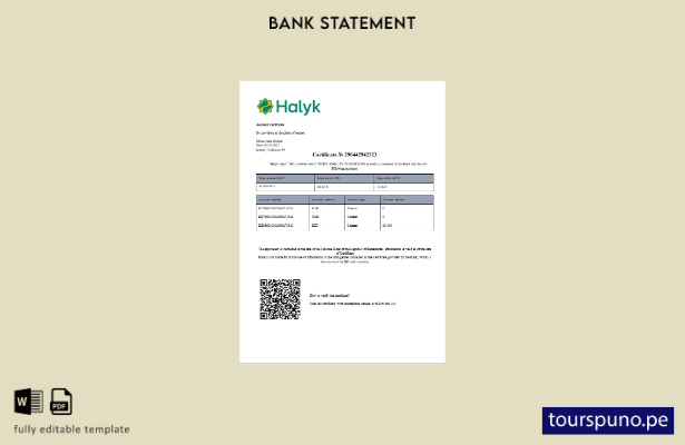 listo para imprimir plantilla de word   certificado de cuenta bancaria de Kazajs