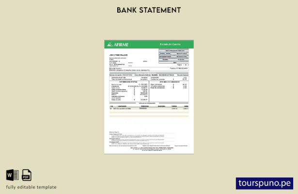 listo para imprimir plantilla de word   estado de cuenta bancaria de México Afir