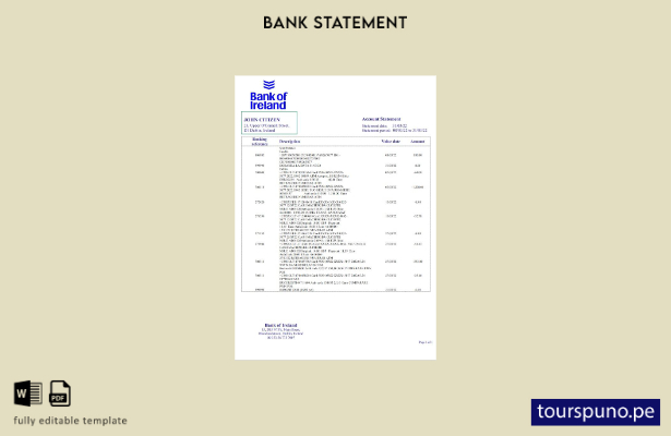 listo para imprimir plantilla de word   estado de cuenta del Banco de Irlanda de