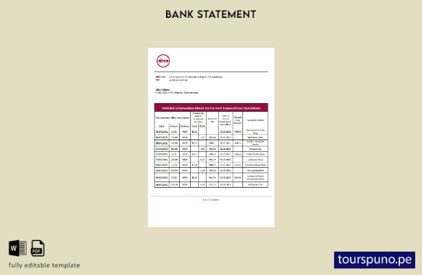 listo para imprimir plantilla de word   extracto bancario ABSA de Mozambique