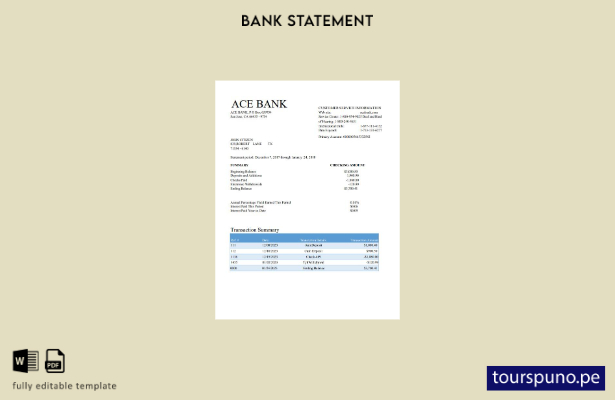 listo para imprimir plantilla de word   extracto bancario ACE de EE. UU.