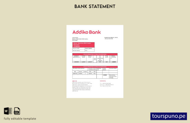 listo para imprimir plantilla de word   extracto bancario Addiko de Montenegro