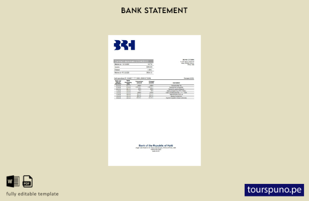 listo para imprimir plantilla de word   extracto bancario BRH de Haití