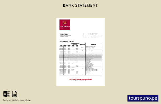 listo para imprimir plantilla de word   extracto bancario CBIC de Granada