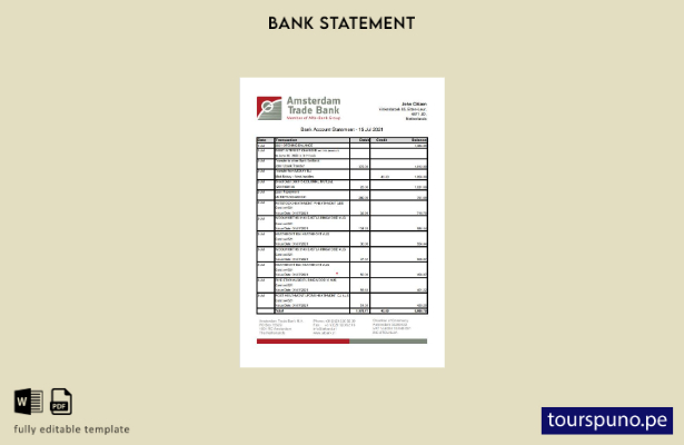 listo para imprimir plantilla de word   extracto bancario comercial de Holanda A