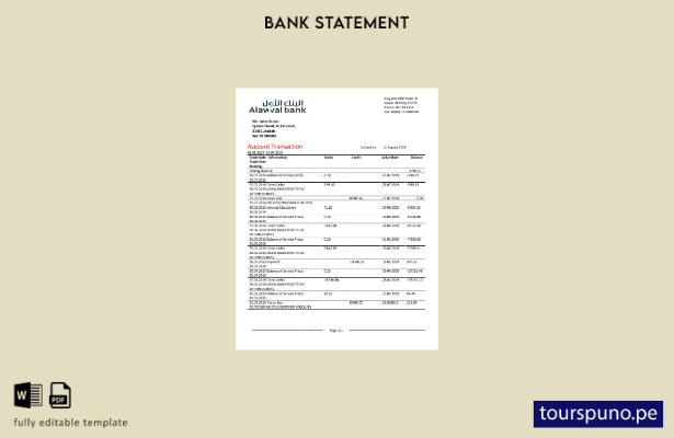listo para imprimir plantilla de word   extracto bancario de Alawwal de Arabia S