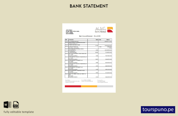 listo para imprimir plantilla de word   extracto bancario de Albilad del Banco d