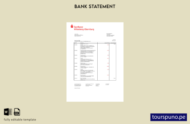 listo para imprimir plantilla de word   extracto bancario de Alemania Sparkass 1