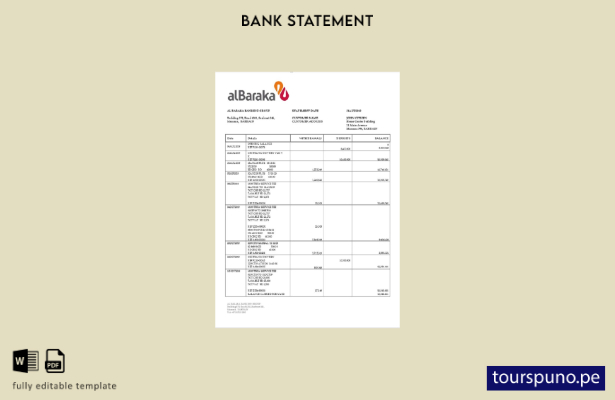 listo para imprimir plantilla de word   extracto bancario de Bahrein Al Baraka