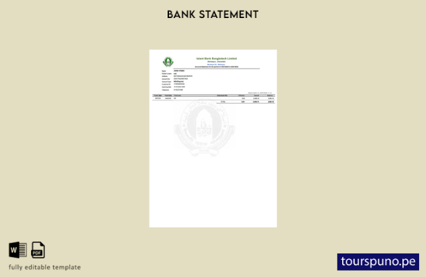listo para imprimir plantilla de word   extracto bancario de Bangladesh Islami B