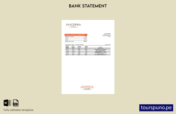listo para imprimir plantilla de word   extracto bancario de Chipre Ancoria