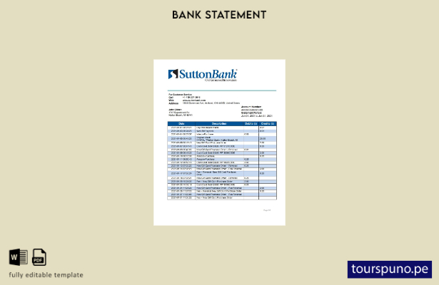 listo para imprimir plantilla de word   extracto bancario de EE. UU. Ohio Sutton