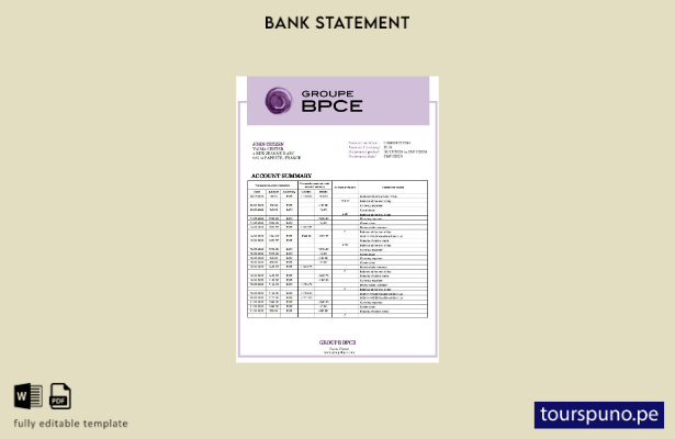 listo para imprimir plantilla de word   extracto bancario de France Groupe BPCE