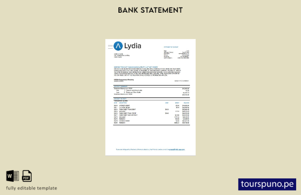 listo para imprimir plantilla de word   extracto bancario de Francia Lydia Noir