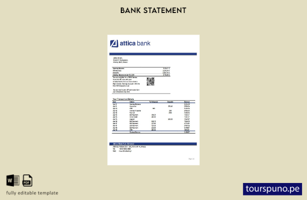 listo para imprimir plantilla de word   extracto bancario de Grecia Attica
