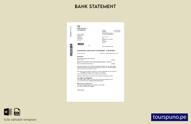 listo para imprimir plantilla de word   extracto bancario de HM Revenue & Custom