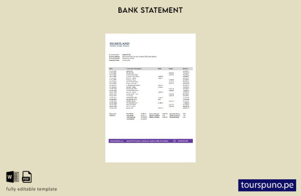 listo para imprimir plantilla de word   extracto bancario de Heartland de Nueva