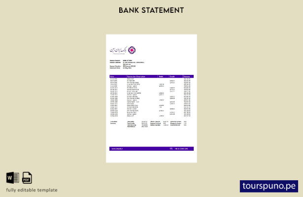 listo para imprimir plantilla de word   extracto bancario de Irán Zamin