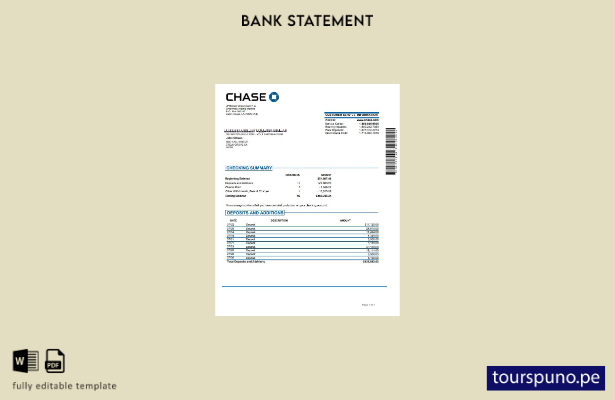 listo para imprimir plantilla de word   extracto bancario de JP Morgan Chase d 1