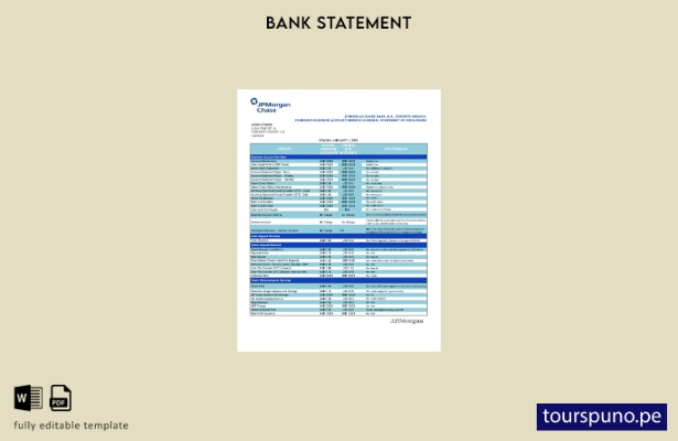 listo para imprimir plantilla de word   extracto bancario de JP Morgan Chase de