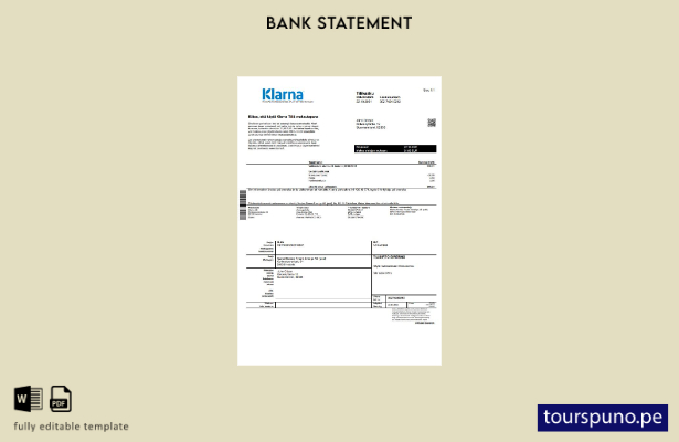 listo para imprimir plantilla de word   extracto bancario de Klarna de Finlandia
