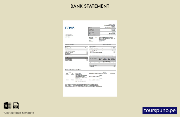 listo para imprimir plantilla de word   extracto bancario de México BBVA
