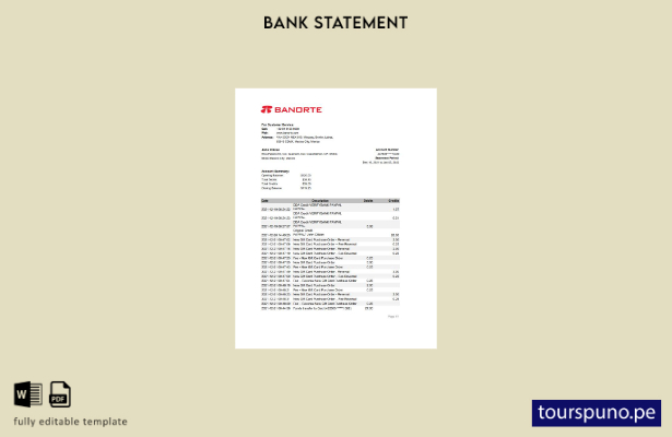 listo para imprimir plantilla de word   extracto bancario de México Banorte