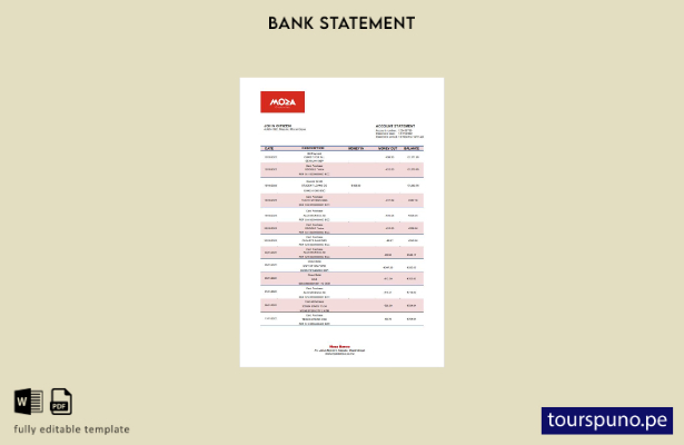 listo para imprimir plantilla de word   extracto bancario de Mozambique Moza