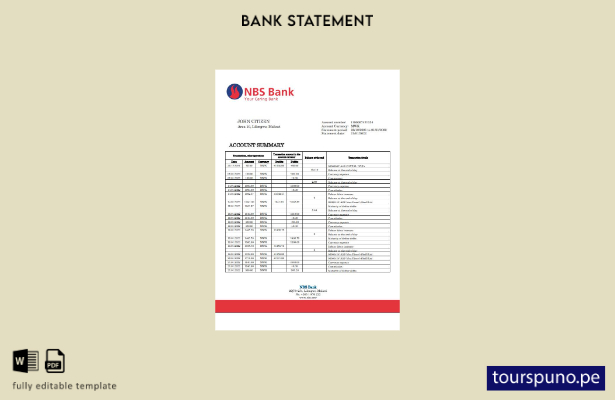 listo para imprimir plantilla de word   extracto bancario de NBS de Malawi