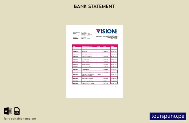 listo para imprimir plantilla de word   extracto bancario de Paraguay Vision Ban
